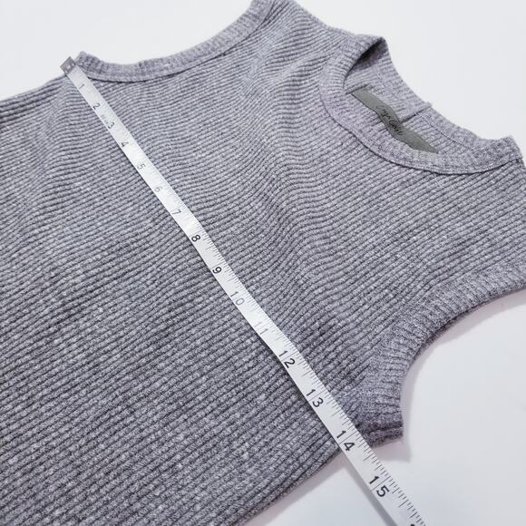 Enzo Costa Ribbed Knit Mini Dress Sleeveless Crewneck - Picture 4 of 14